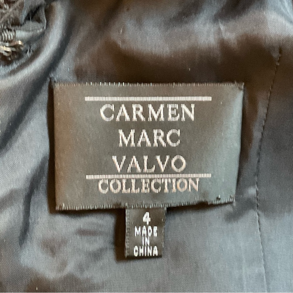 Carmen Marc Valvo Black Lace Sheath Dress Size 4 MOB MOG Evening - Picture 5 of 16